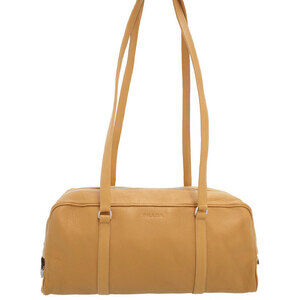 Prada leather shoulder bag versatile functional accessory sporty Tan